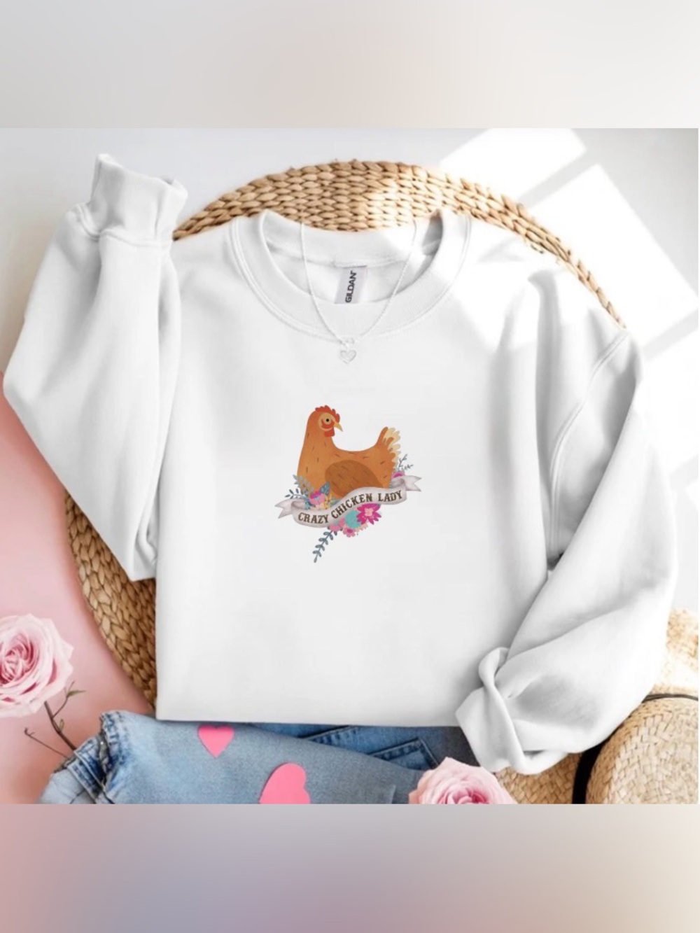 Crazy Chicken Lady Sweatshirt Funny Farm Shirt Chicken Lover Gift